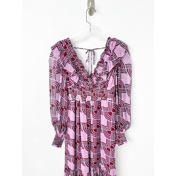 NWT Anthropologie The Odetta Ruffled Maxi Dress XXS V-Neck $198 Purple Lavender - Picture 6 of 10